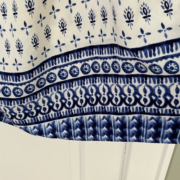 BeachLunchLounge Size XLarge Blue White Printed Off Shoulder 100% Viscose Boho - Picture 3 of 9